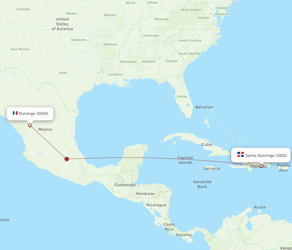 DGO to SDQ flights and routes map