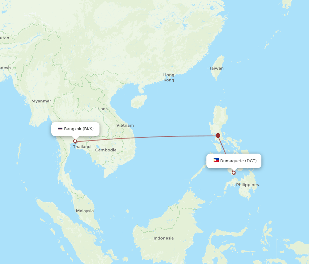 DGT to BKK flights and routes map