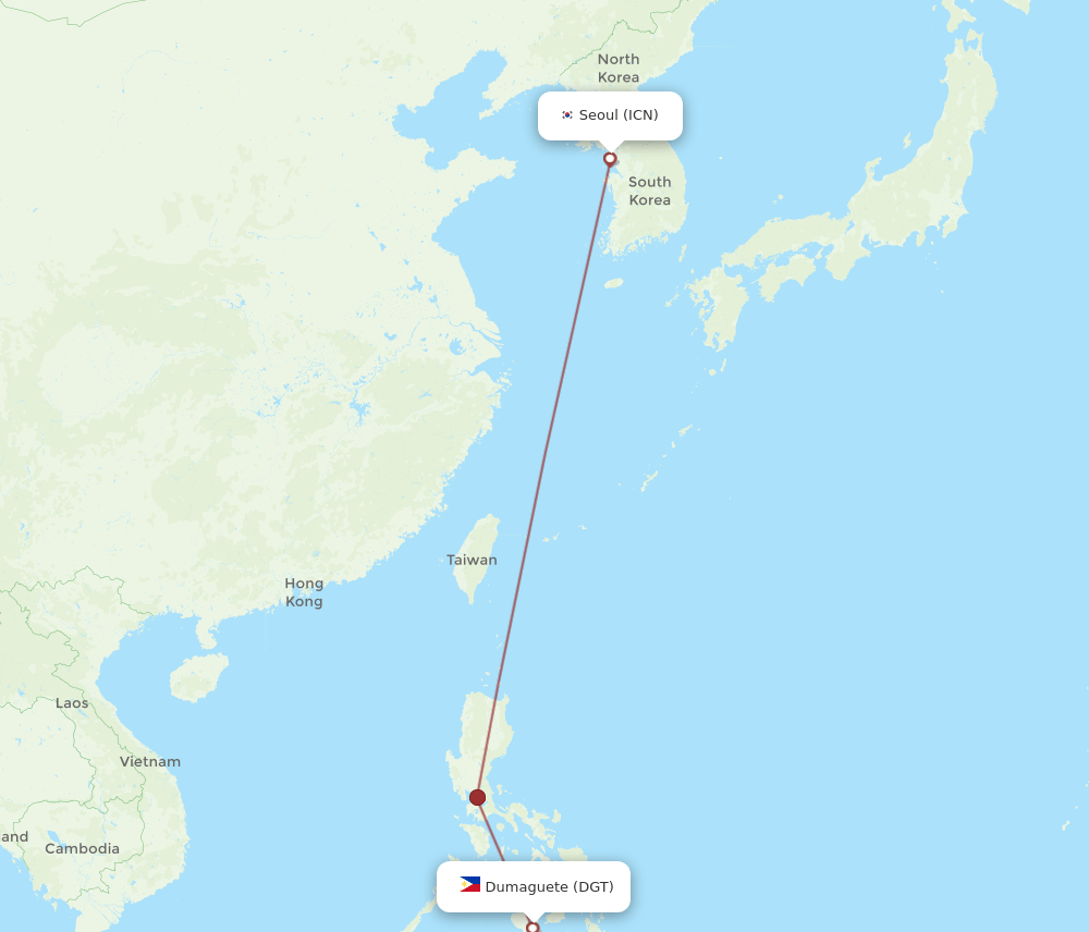 DGT-ICN flight routes