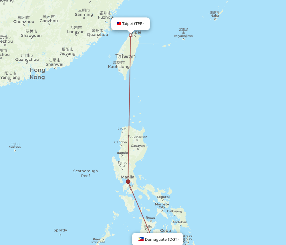 DGT to TPE flights and routes map