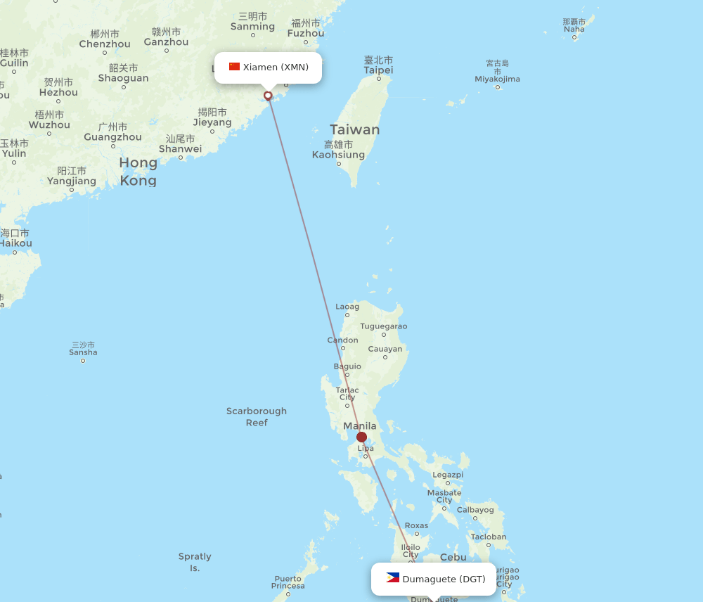 DGT to XMN flights and routes map