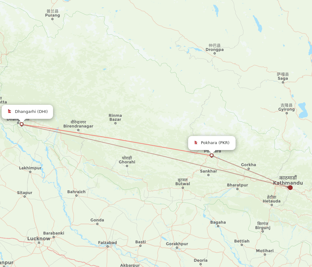 DHI to PKR flights and routes map