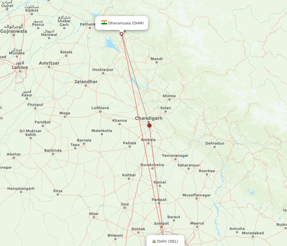 DHM to DEL flights and routes map