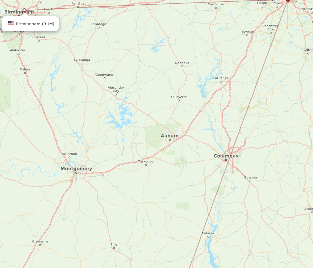 DHN-BHM flight routes