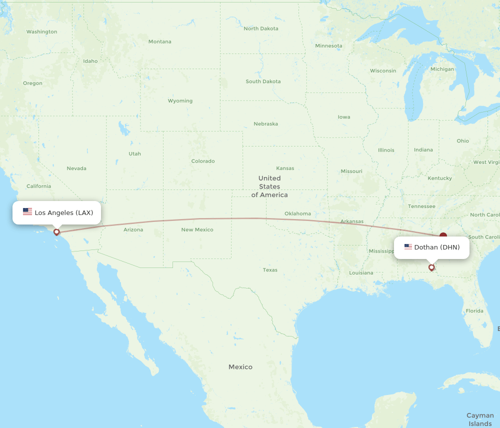 DHN-LAX flight routes