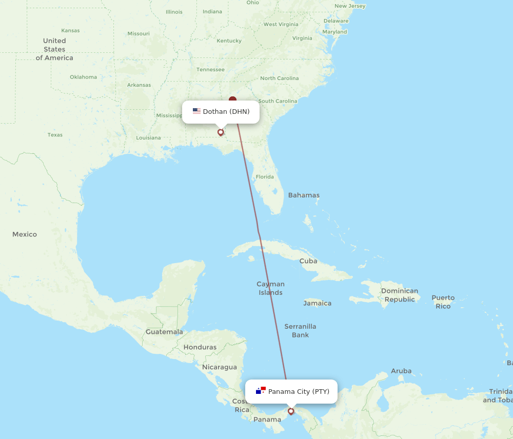 DHN-PTY flight routes
