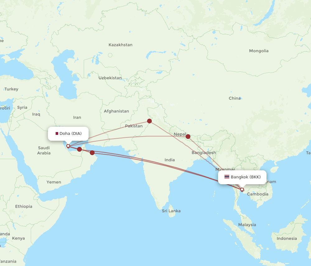 DIA-BKK flight routes