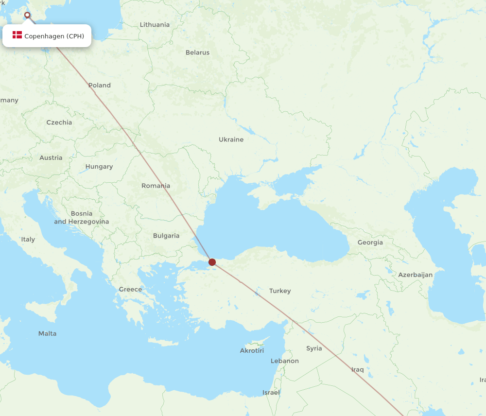 DIA to CPH flights and routes map