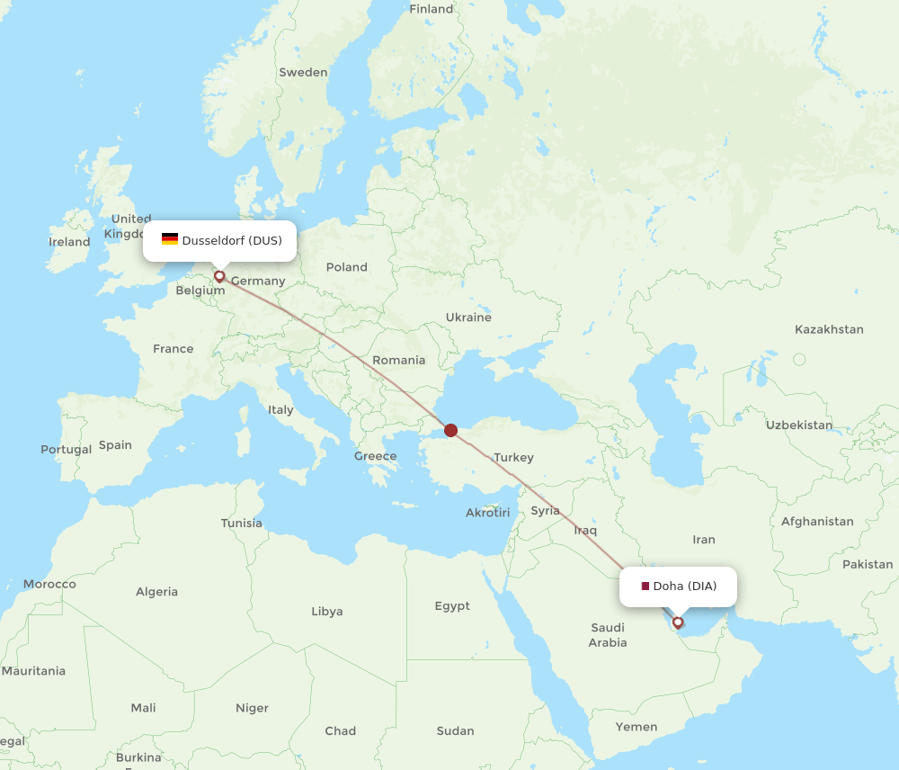 DIA to DUS flights and routes map