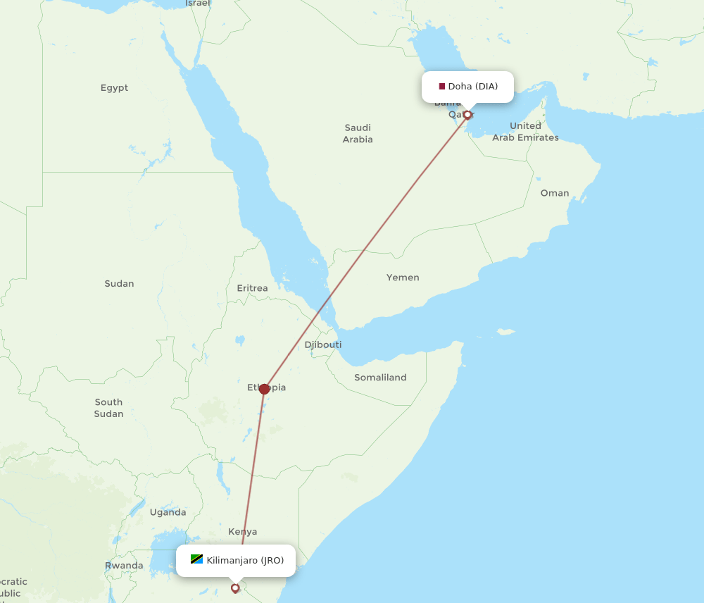 DIA-JRO flight routes