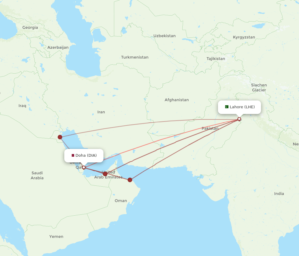 DIA-LHE flight routes