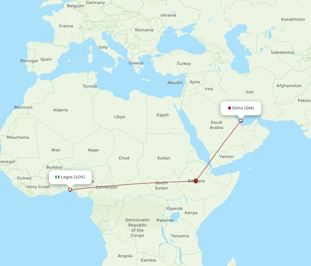DIA-LOS flight routes