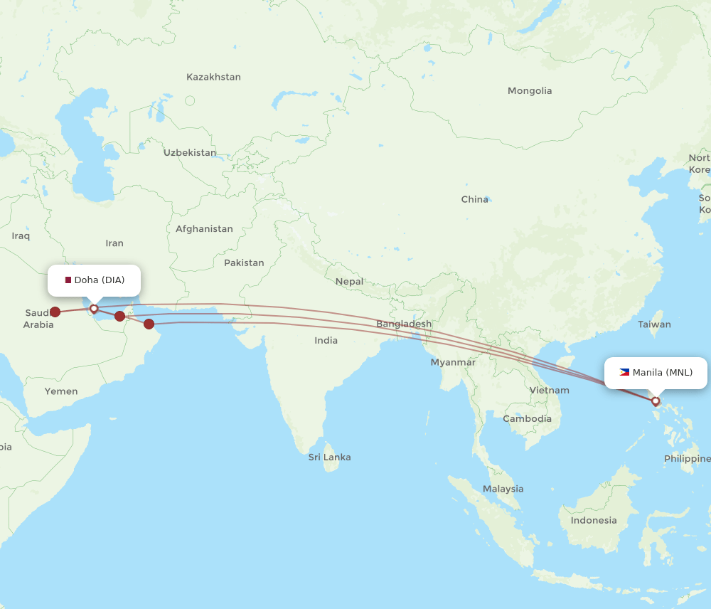 DIA-MNL flight routes