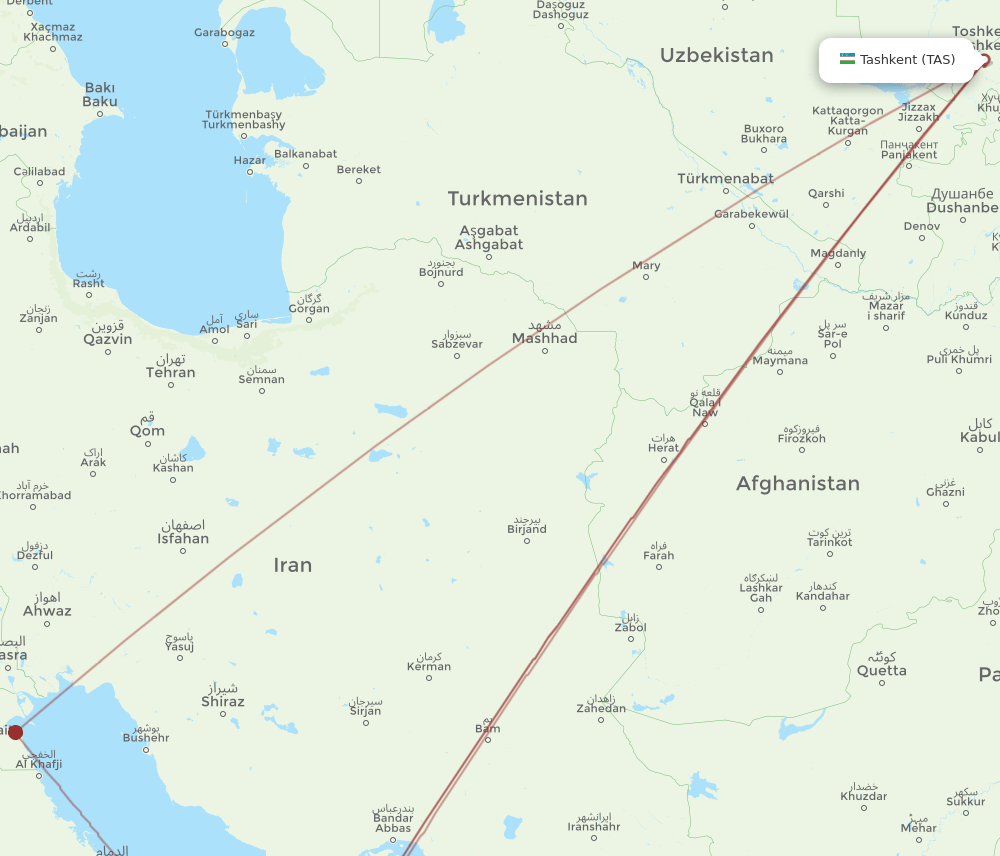 DIA-TAS flight routes
