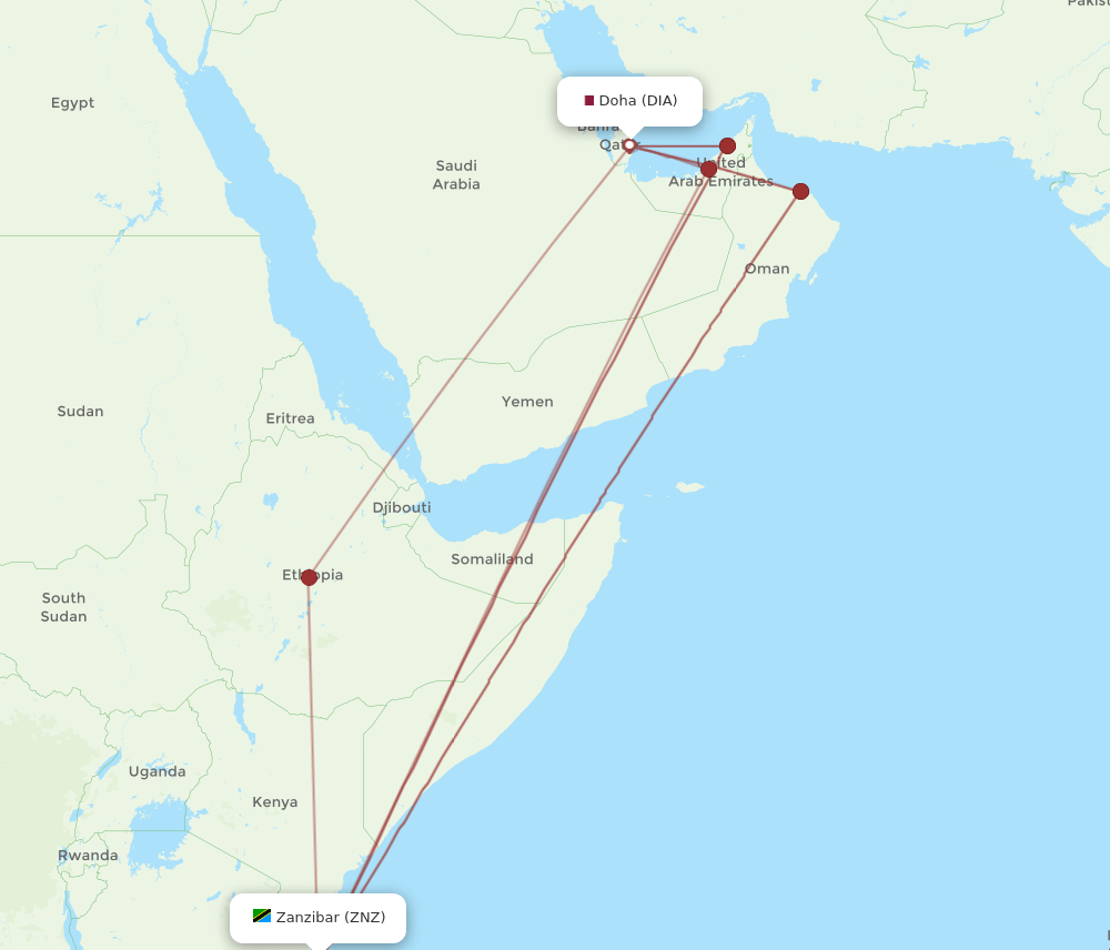 DIA-ZNZ flight routes