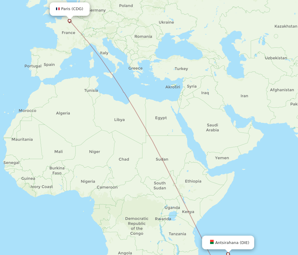 DIE-CDG flight routes