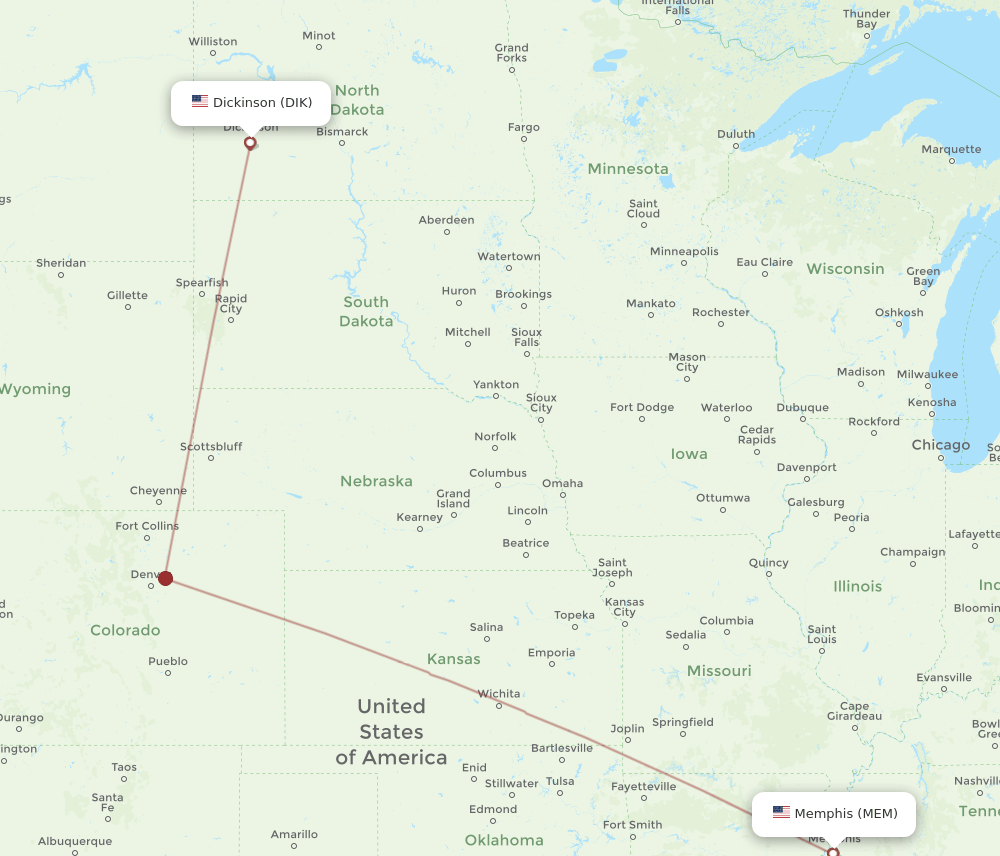 DIK-MEM flight routes