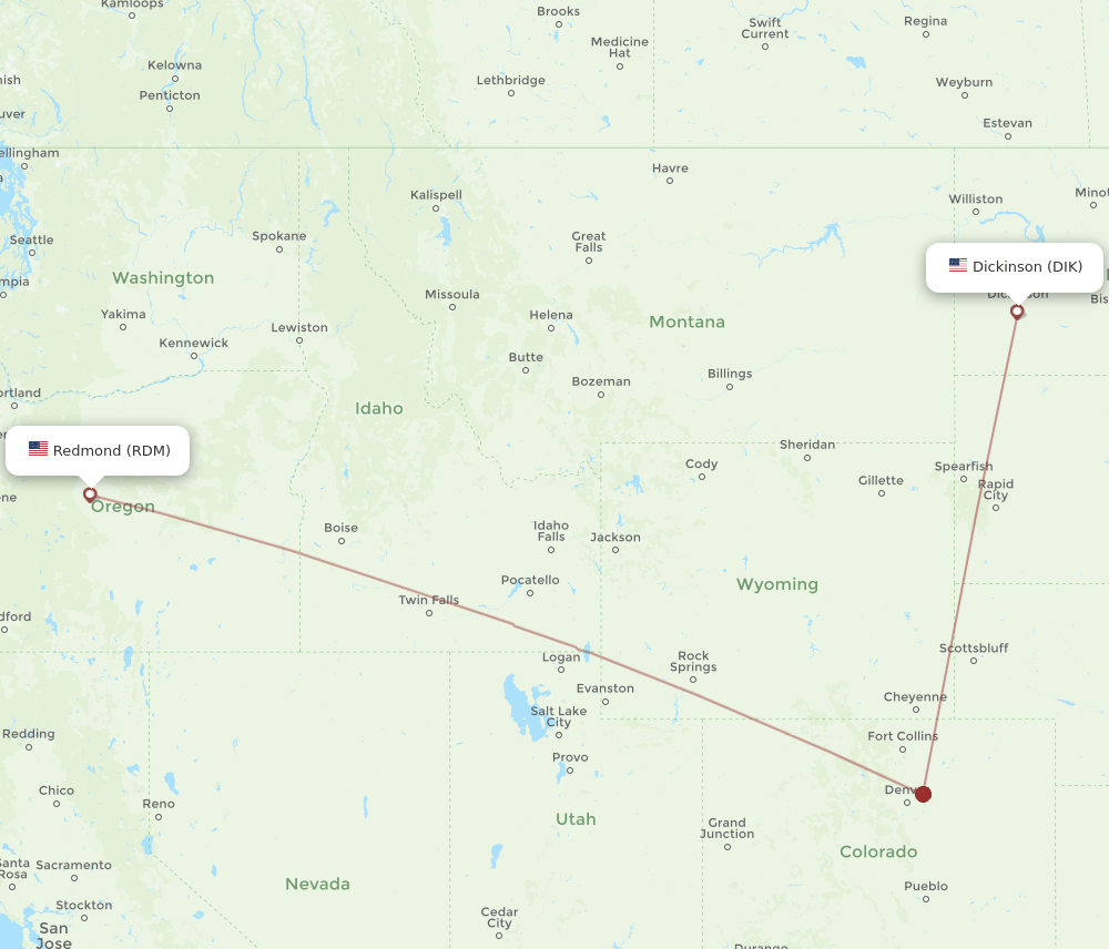 DIK-RDM flight routes