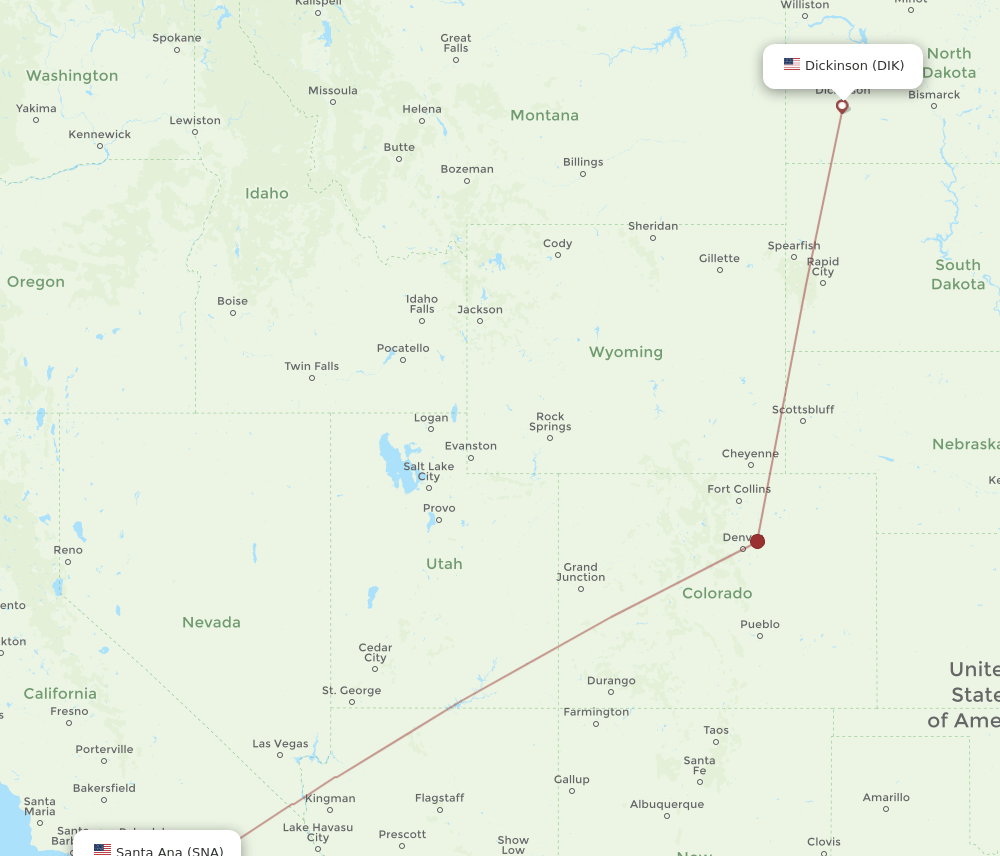 DIK-SNA flight routes