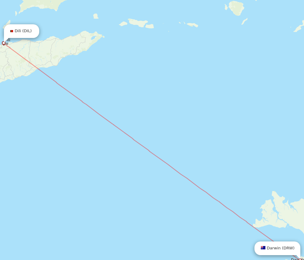 Dili - Darwin route map and flight paths