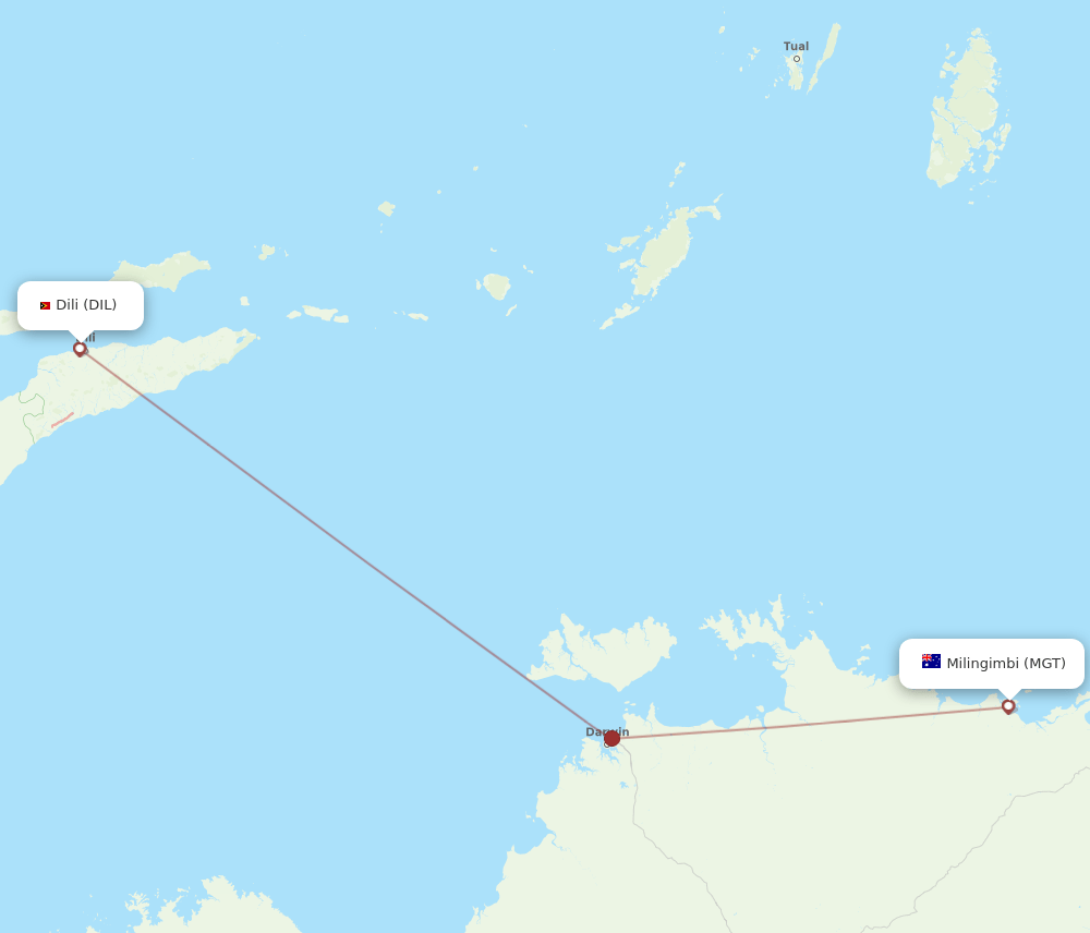 DIL-MGT flight routes