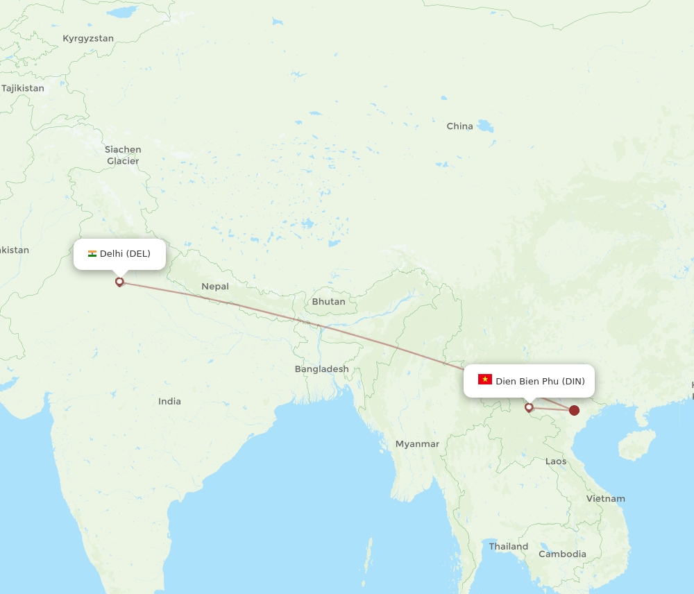 DIN-DEL flight routes
