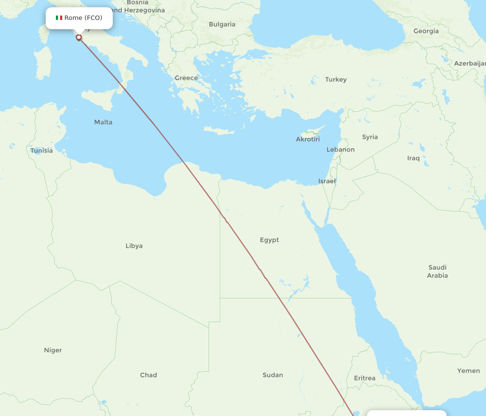 DIR to FCO flights and routes map