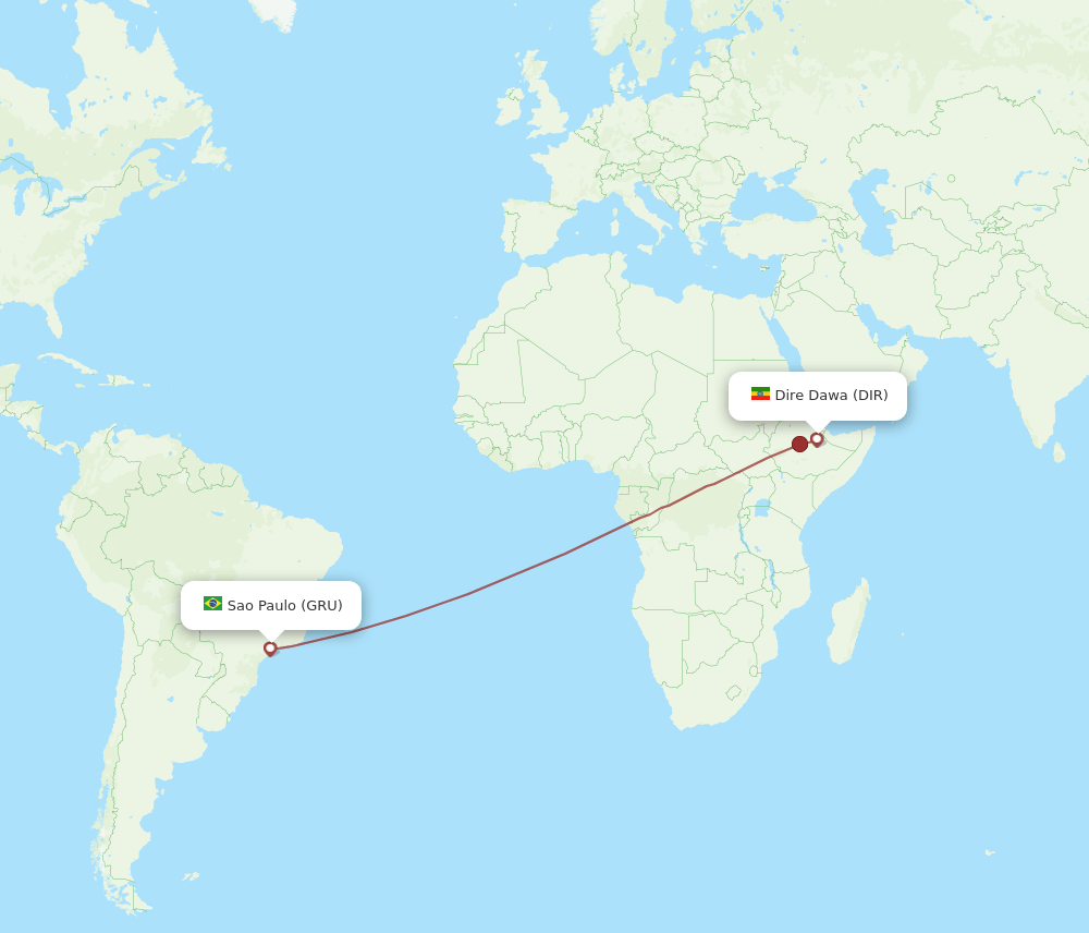 DIR to GRU flights and routes map