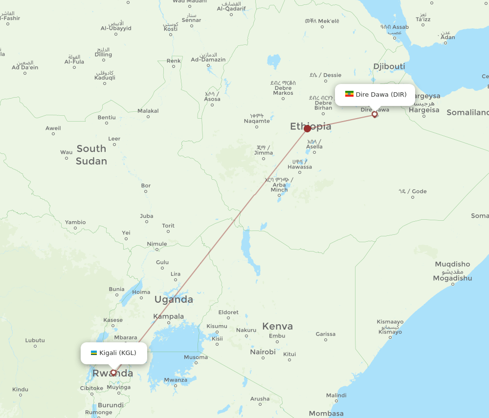 DIR-KGL flight routes