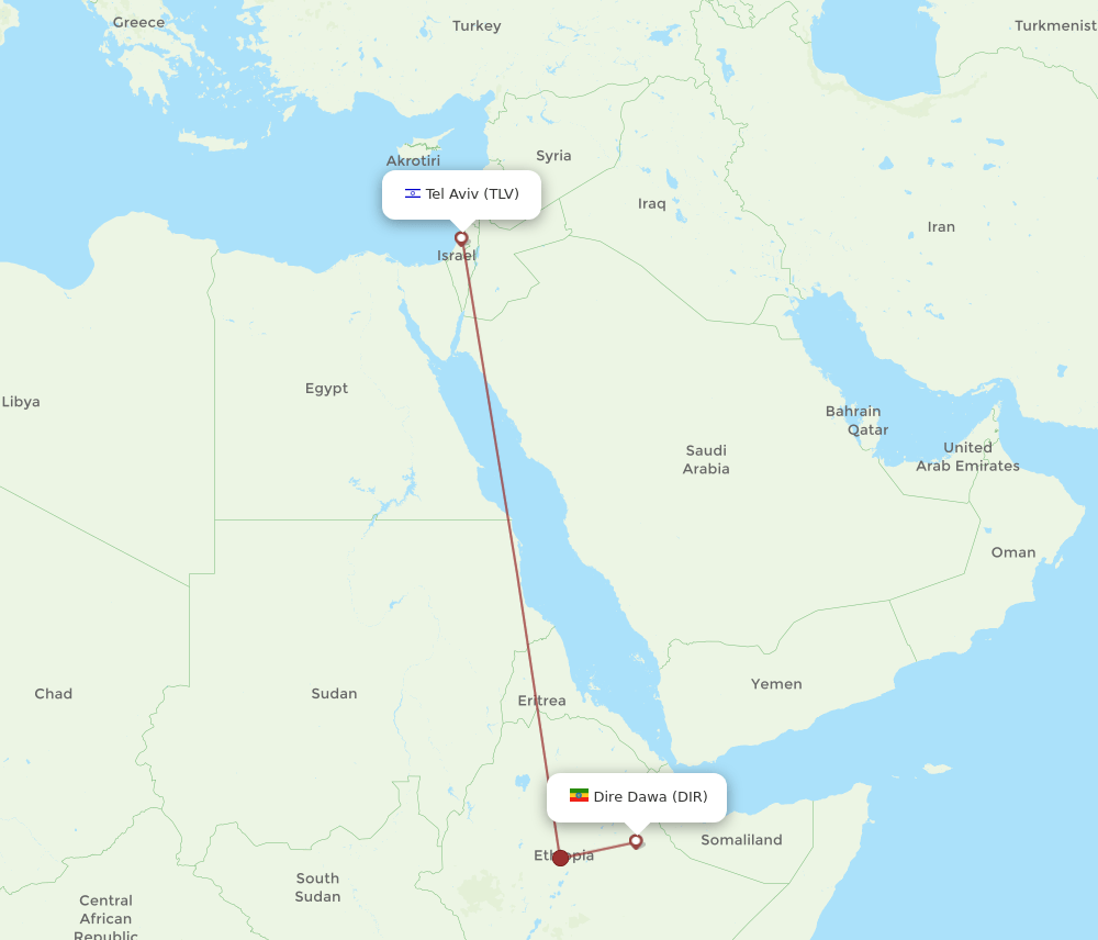 DIR to TLV flights and routes map