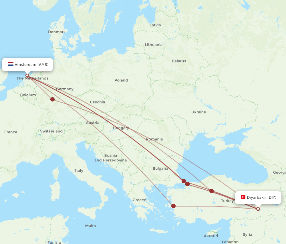 DIY-AMS flight routes