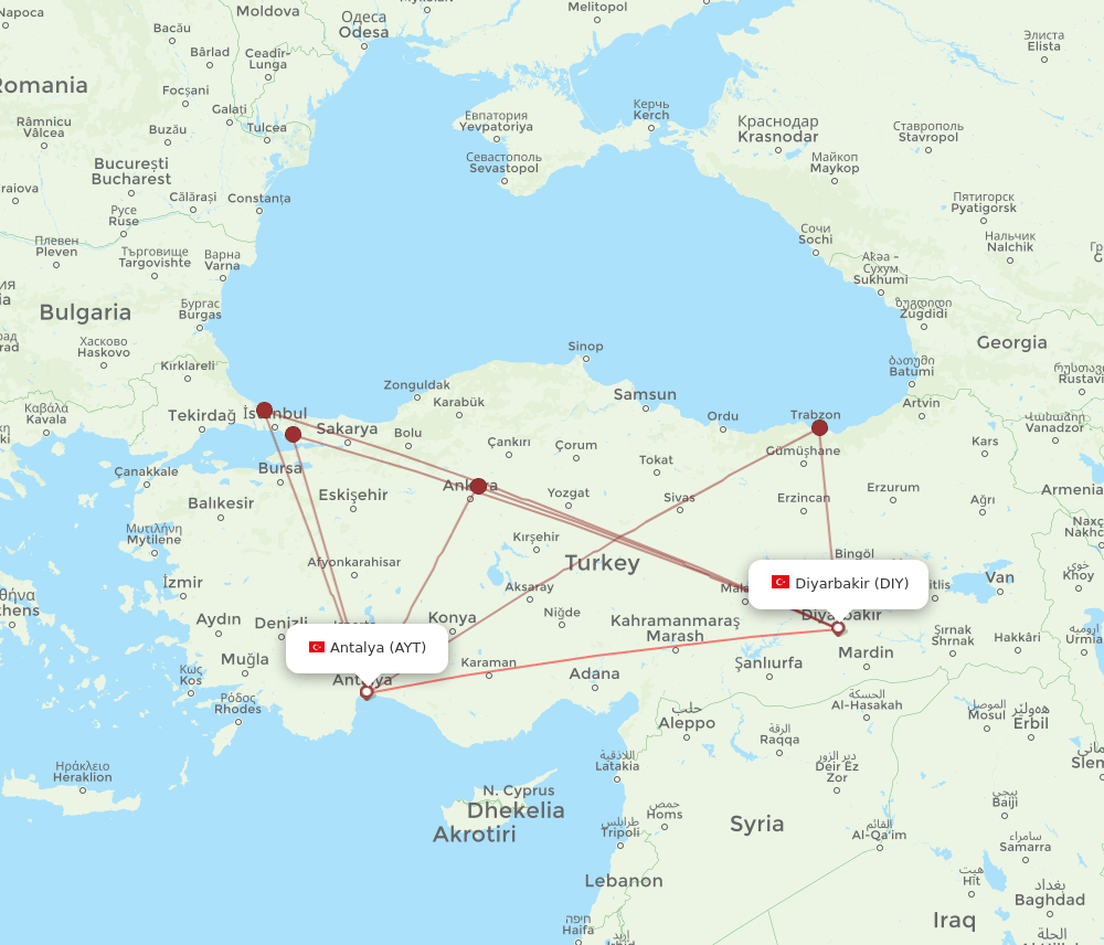 DIY-AYT flight routes