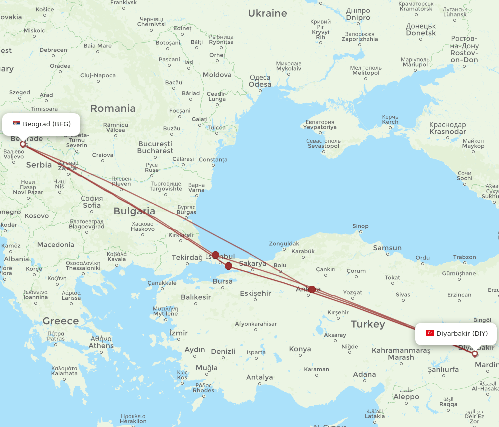 DIY-BEG flight routes