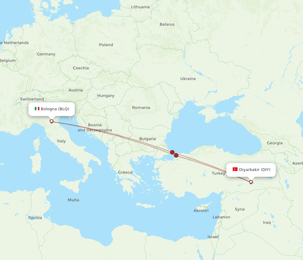 DIY-BLQ flight routes