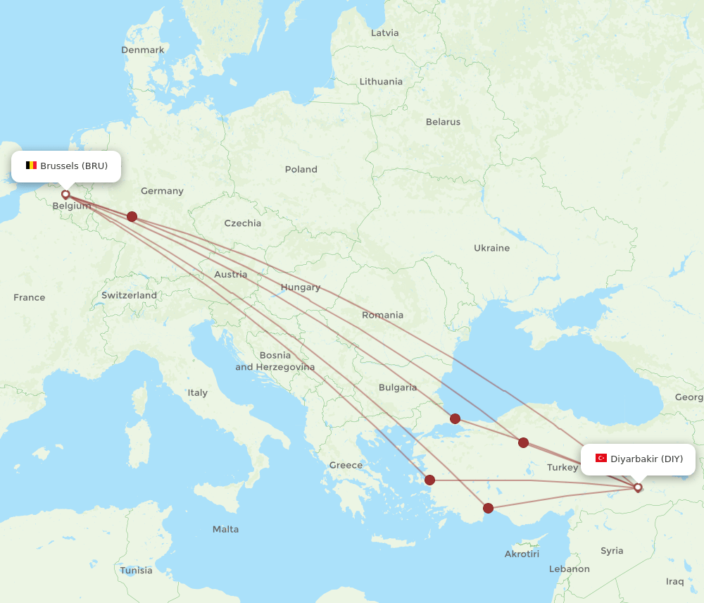 DIY-BRU flight routes