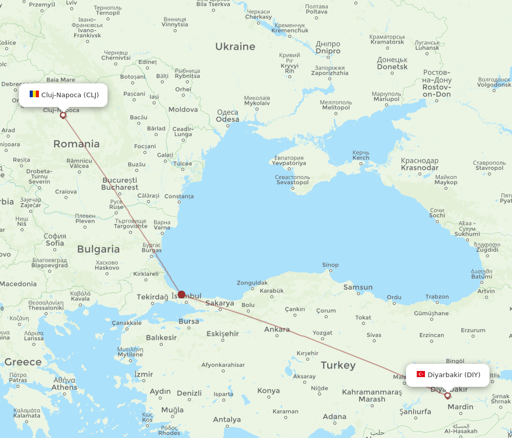 DIY to CLJ flights and routes map