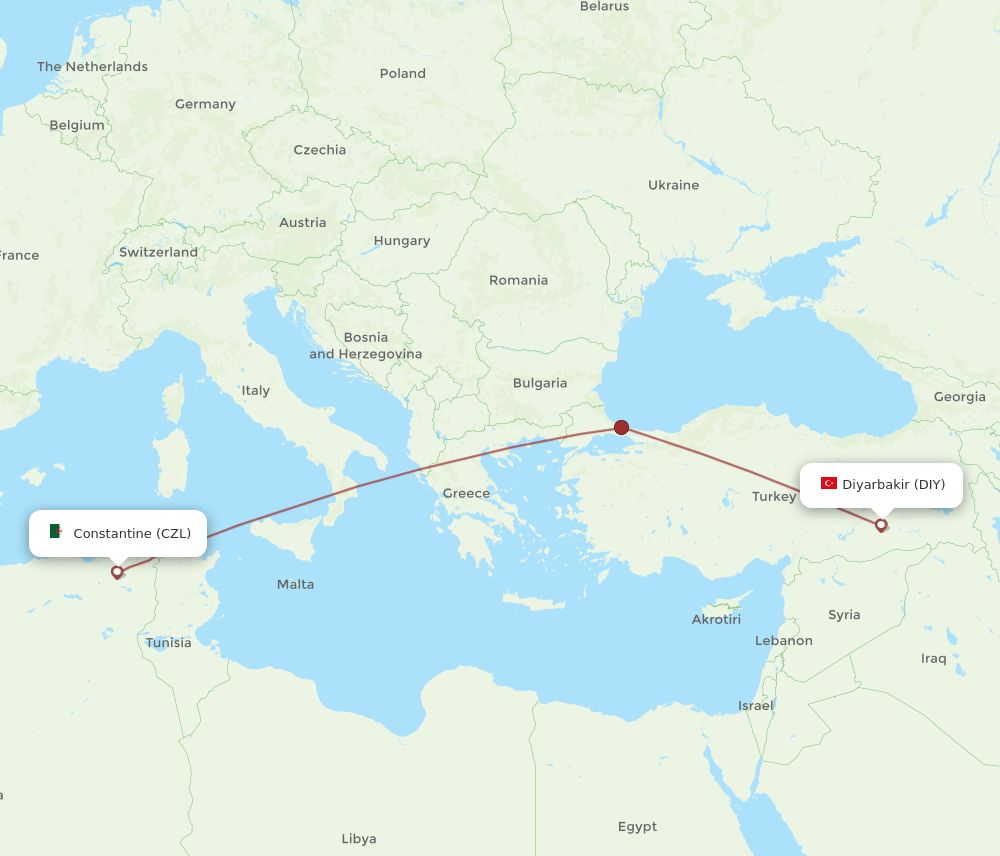 DIY-CZL flight routes