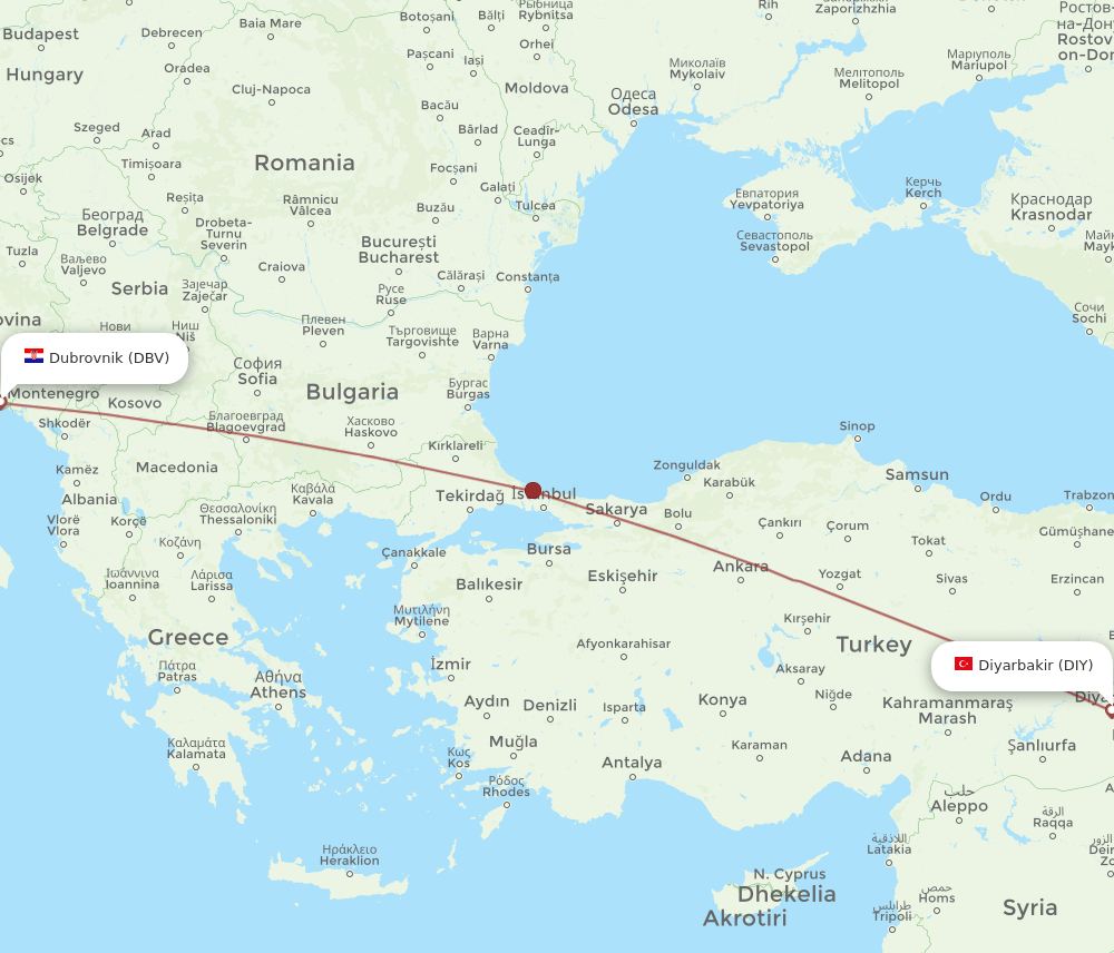 DIY-DBV flight routes