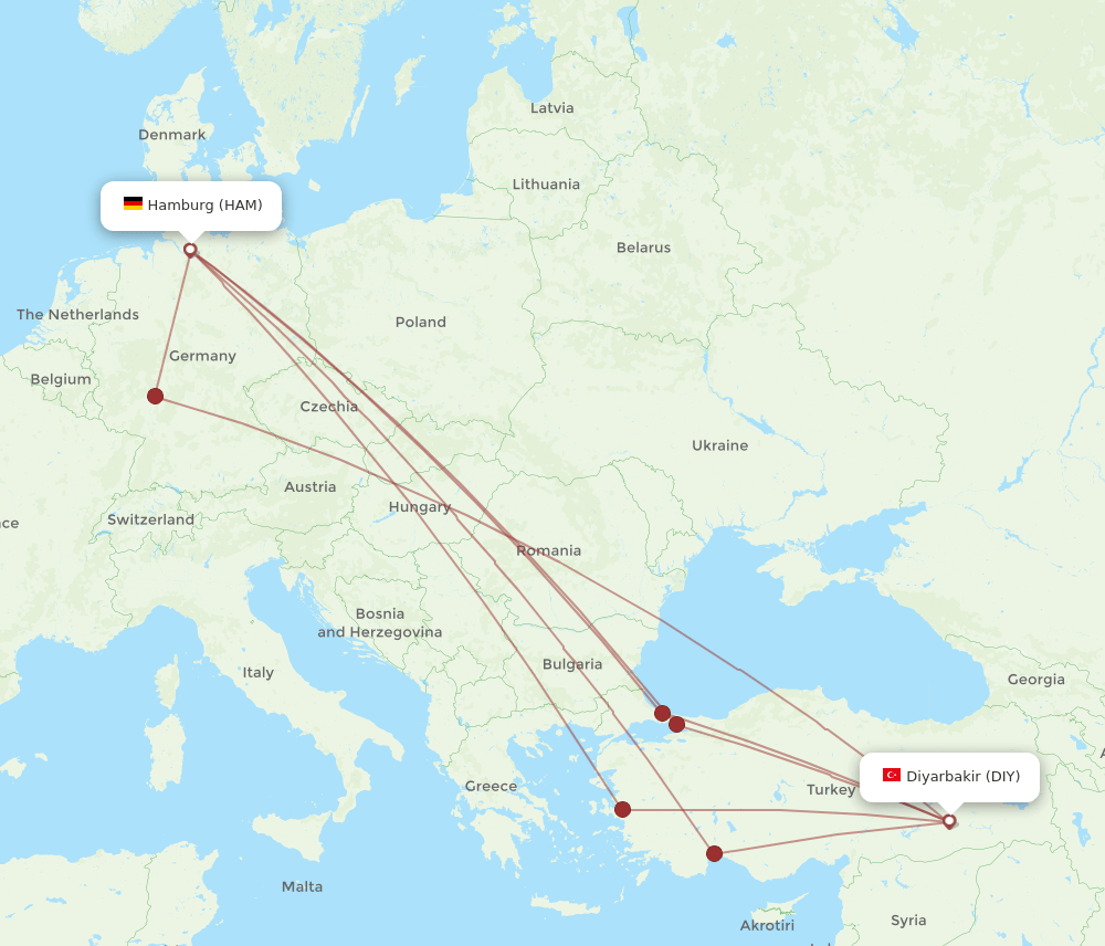 DIY-HAM flight routes