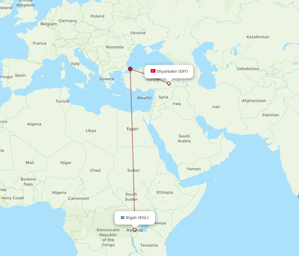 DIY-KGL flight routes