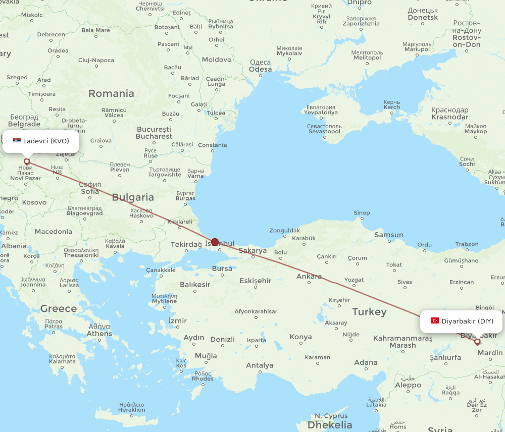 DIY-KVO flight routes