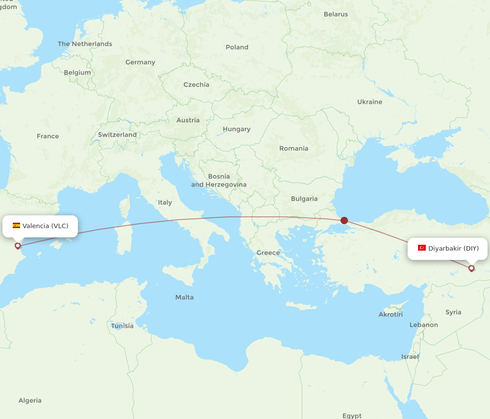 DIY to VLC flights and routes map