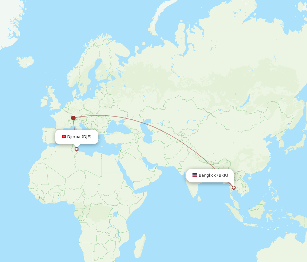 DJE-BKK flight routes