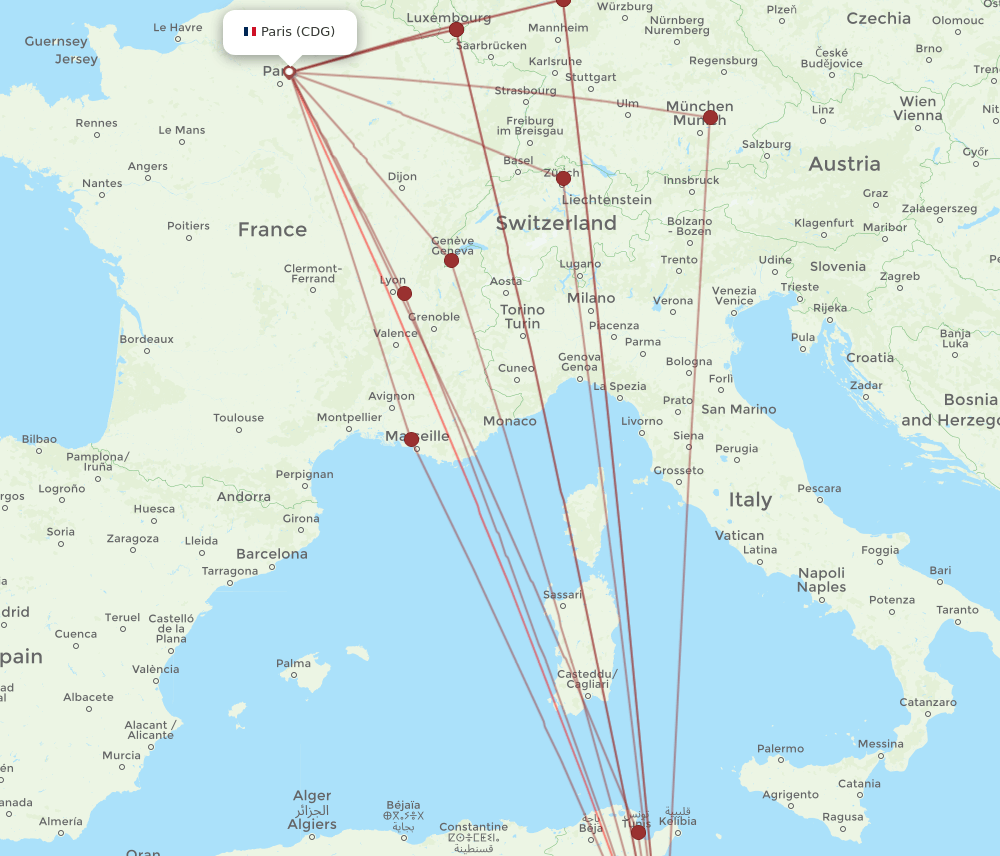 DJE-CDG flight routes