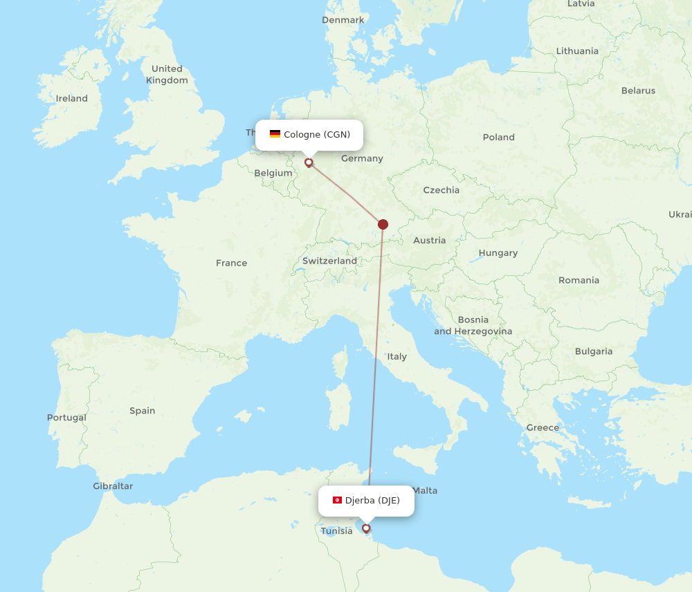 DJE-CGN flight routes