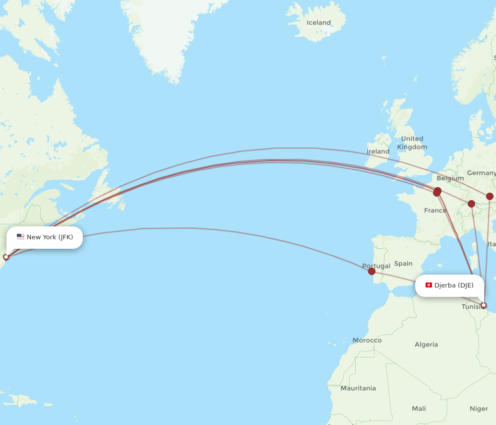 DJE-JFK flight routes