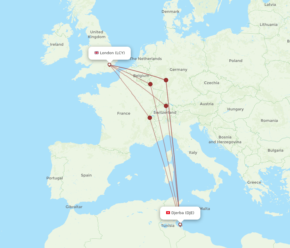 DJE-LCY flight routes