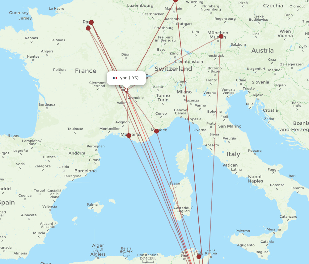 DJE to LYS flights and routes map