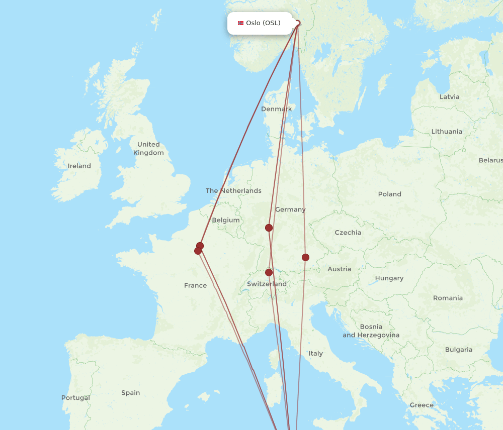 DJE-OSL flight routes