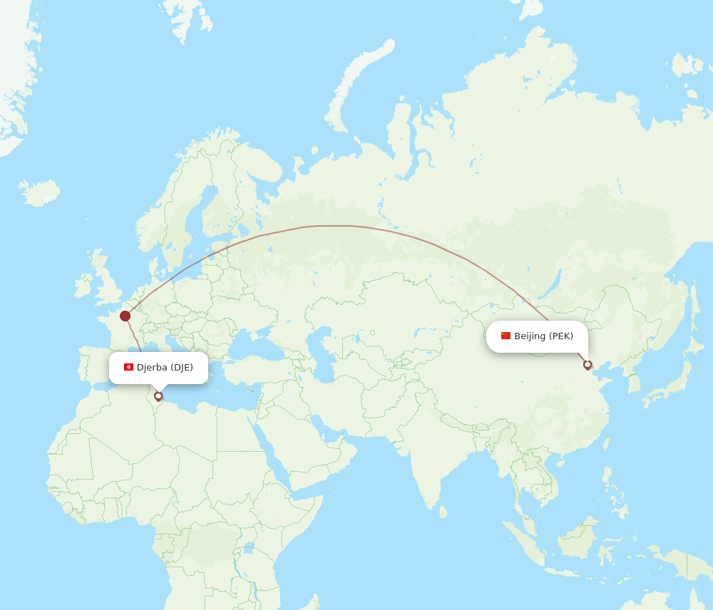 DJE-PEK flight routes